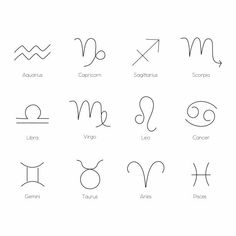 zodiac signs are shown in black and white