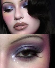 Pink Purple Eyeshadow, Makeup Looks Pink, Early 2000s Makeup, 2000s Makeup Looks, Purple Eyeshadow Looks, X Makeup, 90s Makeup, Nude Lips