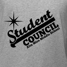 the student council logo is displayed on a t - shirt in black and grey colors