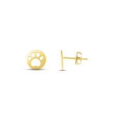 These endearing stud earrings feature a 14K yellow gold disc design with a paw print cutout. Shining with a high polish finish, the earrings secure with friction backs. Disc Design, Gold Disc, Kay Jewelers, Gold Price, Accessories Jewelry Earrings, Earring Backs, Designer Earrings, Fashion Earrings, Paw Print