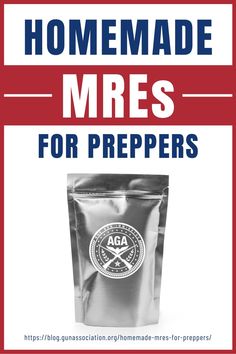 a bag of coffee sitting on top of a red and white sign that reads homemade mrss for preppers