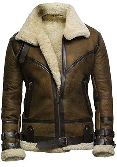 PRICES MAY VARY. ★This Jacket is available in high quality genuine leather with warm and cozy fur on the inside of the jacket ★With zipper Closure the olive brown b3 aviator fur jacket also has two buckle on the collar to give you that true winter style look ★The B3 Leather jacket has one inside with two outside waist side pocket to store your valuable and it also belt on both waist side for adjustment ★Fur Inner lining with a premium stiching | Motorcycle Jacket | Winter B3 leather Jacket ★Must Product Comparison, Dark Brown Leather Jacket, Black Biker Jacket, Sheepskin Jacket, Leather Jacket Style, Sheepskin Coat, Winter Mode, Aviator Jackets, Mens Winter Fashion