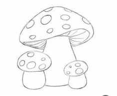 a drawing of a mushroom with dots on it