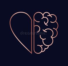 a heart and brain on a black background royalty illustration