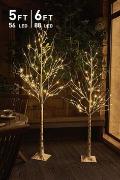 PRICES MAY VARY. Led Pre-lit Birch Tree Set: 5' and 6' artificial birch tree. 2 Pack trees height 5 FT with 56 led lights, height 6 FT with 88 led lights, switch with ON/TIMER/OFF/Dimmable, warm white lights, birch texture branch, 196" lead in Dimmable tree set & Timer: 3 levels of brightness, 25%, 50%, 100% brightness. The 5 ft and 6 ft birch tree set and soft light effect create a cheerful party atmosphere or make it an eye-catching decoration to your house. Timer function: 6h on, 18h off Bend Birch Christmas Tree, Birch Tree Decor, Warm White Fairy Lights, Tree Bark Texture, White Birch Trees, White Fairy Lights, Prelit Tree, Twig Tree, Fairy Tree