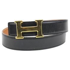 Hermès Black x Brown 18mm H Logo Belt Kit Gold 121h61 Date Code/Serial Number: B in a Square Made In: France Measurements: Length: 31.5"" Width: .1" Height: 1.2" OVERALL VERY GOOD CONDITION ( 8/10 or AB ) Size 65 Signs of Wear: Length in Inches to First Hole: 26" Length in Inches to Last Hole: 28" Size: 65 Front Side of Strap: Very Minor Scratches Back Side of Strap: Very Minor Fading Strap Edges: Excellent Holes: Very Minor Scuffing Buckle: Minor Scratches Horse Motif, H Logo, H Logos, Hermes Belt, Modernist Jewelry, Gold Sign, Vintage Belt Buckles, Hermes Constance, Kelly Bag