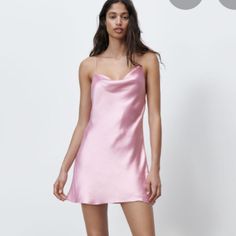 Nwt. Never Worn! Size Xl. Feminine A-line Mini Dress For Night Out, Chic A-line Slip Dress, Chic Spring Satin Mini Dress, Chic Spring Mini Satin Dress, Chic Satin Mini Dress For Spring, Chic Mini Satin Dress For Spring, Casual Satin Mini Dress, Elegant A-line Mini Dress By Zara, Feminine Mini Satin Dress For Night Out