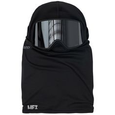 a black ski mask with goggles on it