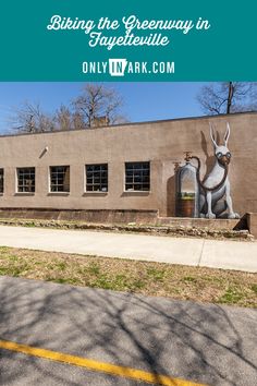 a building with the words biking the greenway in lafayette