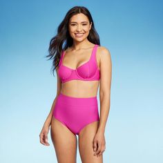 You'll feel great and look stylish during sunny outings in this Tummy Control High-Waist Full Coverage Bikini Bottom from Kona Sol™. Designed with a high-waist cut for a flattering fit, this bikini bottom has an on-trend silhouette that also provides full seat coverage for confident wear. It's made from soft, stretchy material and fully lined so you can be assured you're covered both in the water and out. The tummy control design gives you a slimming fit, and the solid color makes it easy to pai Full Coverage Bathing Suits, Short Torso, Pink M, Swim Fashion, Look Stylish, Pretty And Cute, Swim Bottoms, Black Bottoms, Swimwear Fashion