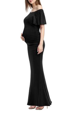 Product Image 3 Off-shoulder Maternity Maxi Dress, Fitted Floor-length Maternity Dress For Prom, Elegant Maternity Mermaid Dress, Elegant Off-shoulder Maternity Dress For Party, Fitted Off-shoulder Maternity Dress For Wedding, Elegant Evening Maternity Dress With Stretch, Off-shoulder Fitted Maternity Party Dress, Off-shoulder Fitted Maternity Dress For Party, Fitted Off-shoulder Maternity Dress For Party