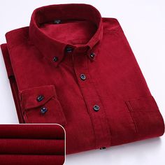 Season:Spring   Fall; Function:Soft; Fabric:Corduroy; Sleeve Length:Long Sleeve; Look After Me:Wet and Dry Cleaning,Washable; Gender:Men's; Tops Type:Dress Shirt; Occasion:Going out,Wedding; Fit Type:Regular Fit; Neckline:Turndown; Front page:FF; Listing Date:11/13/2022; Bust:; Length:; Shoulder Width:; Fit US Size:null; Fit UK Size:null; Fit EU Size:null; Collar Size:null Red Flannel Shirt For Winter, Costume Africain, Smart Casual Shirts, Oversized Clothes, Flannel Fashion, Winter Shirts, Thermal Shirt, Mens Fleece, Retro Shirts