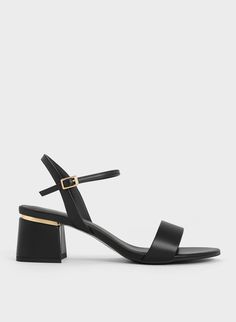 Black Open Toe Ankle Strap Block Heel Sandals | CHARLES & KEITH Evening Slingback Sandals With Contrasting Heel Counter, Evening Slingback Sandals With Contrasting Heel, Sleek Summer Heels With Contrasting Heel Counter, Sleek Slingback Sandals With Padded Heel For Summer, Summer Ankle Strap Block Heels For Work, Chic Sandals With Stacked Heel For Date Night, Sleek High Heel Slingback Sandals For Summer, Chic Formal Slingback Sandals For Summer, Summer Workwear Block Heels With Ankle Strap