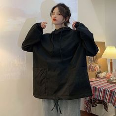 Oversized Women's Hooded Shirt Unisex Tactical Korean Loose Techwear Windbreaker Jacket Trend Mid-length High Street Punk Tops voguable Green Boutique, Black Boutique, Punk Tops, Jacket Trend, Water People, Street Punk, Velvet Sweater, Navy Blue Print, Oversize Women