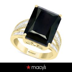 in stock Evening Rings With Diamond Accents In 14k Gold, Evening 14k Gold Rings With Diamond Accents, Classic Evening Ring With Baguette Cut, 14k Gold Baguette Cut Jewelry For Evening, Gold Statement Ring, Baguette Diamond, Statement Ring, Statement Rings, Onyx