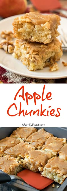 apple chunks are stacked on top of each other and ready to be eaten in the oven