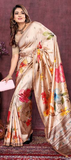 White and Off White color Saree in Art Silk fabric with Floral, Printed, Weaving work White Color Saree, Sarees Design, Latest Silk Sarees, Colored Weave, Reception Lehenga, Half Sleeve Blouse, Casual Saree, Art Silk Sarees, Silk Sarees Online