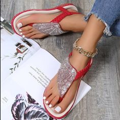 💖1. New customer get 7% OFF [Code: 7OFF]💖2. Buy 2 and get 10% OFF [Code: 10 OFF]💖3. Buy 3 and get 15% OFF [Code: 15 OFF] Bohemian Style Women, New Bohemian, Rhinestone Decor, Beach Sandals, Style Women, Womens Fashion Casual, Womens Flats, Summer Casual, Summer Beach