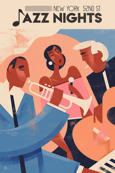 an image of jazz night poster with people playing instruments