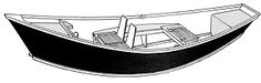 a drawing of a black and white boat