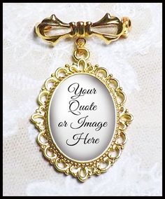 "Bow Pin With One or Two Charms, Wedding Memory Brooch, Bride Memento, Family Memorial Pin, Custom Photo Pin, Quote Pin, Choice of Finish This small bow pin holds one or two oval charms. It is completely customizable ... you may have a photo and quote, two quotes, or two photos ... your choice. FINISH OPTIONS: Gold Tone, Antique Silver, or Antique Brass. All finishes are LEAD & NICKEL FREE. To select your finish, click the \"finish\" arrow on the right before checkout. NUMBER OF CHARMS: Sele Customizable Vintage Wedding Jewelry, Victorian Brooch Pins For Wedding, Victorian Wedding Brooch Pins, Victorian White Wedding Brooches, Personalized Gold Wedding Pins, Personalized Elegant Wedding Brooches, Elegant Personalized Wedding Brooches, Wedding Memory, Photo Pin