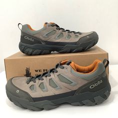 Oboz Sawtooth X Low Hazy Gray Mens Hiking Shoes 23901 Size 12 Wide New In Box Outdoor Sneakers With Vibram Sole, Closed Toe Sneakers With Vibram Sole For Outdoor Activities, Sneakers With Vibram Sole For Outdoor Activities, Sneakers With Rubber Sole For Outdoor Activities, Outdoor Sneakers With Reinforced Toe, Hiking Sneakers With Branded Insole And Moc Toe, Waterproof Rugged Low-top Trail Running Shoes, Gray Low-top Breathable Hiking Boots, Gray Low-top Skate Shoes With Rubber Sole