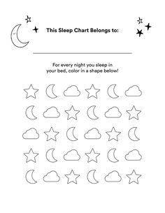 the sleep chart is shown with stars and crescents