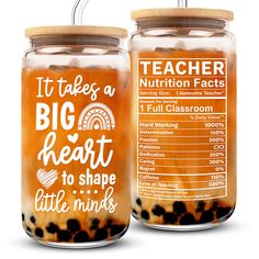 PRICES MAY VARY. TEACHER DAY GIFTS FOR TEACHERS - Our 16 oz glass cup, engraved with 'It Takes A Big Heart To Shape Little Minds,' is a thoughtful gift expressing gratitude to dedicated teachers who shape young minds. Ideal gift for Teacher Appreciation Week, Teacher Day, Valentines Day, Birthday, End Of Year, Back To School, Thanks Giving, or Christmas TEACHER APPRECIATION GIFTS - Not only is this glass cup a practical gift, but it also shows your teacher how much you care. It is a thoughtful a Valentines Day Gifts For Teachers, Cool Teacher, Teacher Birthday Gifts, Teacher Birthday, Gifts For Teachers, Appreciation Gifts, Big Heart, Glass Cup, Teacher Appreciation Gifts