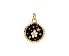 Foundrae Jewelry Petite Enamel Resilience Medallion Pendant Yellow Gold Enamel Jewelry With Flower Charm, Yellow Gold Jewelry With Black Enamel Round Pendant, Yellow Gold Enamel Flower Pendant Jewelry, Luxury Enamel Round Pendant Jewelry, Enamel Pendant Jewelry With Flower Charm, Luxury Round Jewelry With Flower Charm, Every Rose Has Its Thorn, Sevan Bicakci, Alice Cicolini