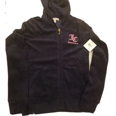 Juicy Couture Jacket Girl's Size 12 Navy Blue Color Long Sleeve Zip Front Closure 80% 20% Polyester Front Pockets New Condition Never Worn Juicy Couture Clothes, Pink Peacoat, Juicy Couture Baby, Juicy Couture Tracksuit, Juicy Couture Jacket, Cozy Coats, Girls Couture, Velour Hoodie, Couture Jackets