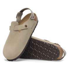 Tokio Suede Leather Taupe | BIRKENSTOCK Birkenstock Tokio, Uptown Cheapskate, Colorado Shoes, Men Birkenstock, Birkenstock Clogs, Clogs Outfit, Running Sandals, Mens Clogs, Birkenstock Women