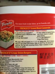 french's green bean casserole in a can