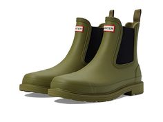 Hunter Commando Chelsea Boot - Women's Boots : Utility Green : Note: Select your US size. Please be advised, the product and box will display UK, US and Euro sizing. For US sizing, both men's and women's sizing is displayed. Men's sizing is represented by M and women's sizing is represented by F. ; Rediscover technological edge for your feet wearing Hunter Commando Chelsea Boot for women. Synthetic upper. Textile lining and insole. Round toe. Elastic side gussets. Nylon pull-tab. Low block heels Scotland Outfit, Boot For Women, Chelsea Boots Women, Low Block Heels, Chelsea Boot, Hunter Boots, Rubber Rain Boots, Women's Boots, Autumn Winter Fashion