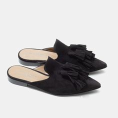 The Mirella Black – BellsandBecks.com Chic Suede Slip-on Tassel Loafers, Casual Evening Mules With Leather Sole, Black Suede Slip-on Tassel Loafers, Black Slip-on Mules With Suede Lining, Chic Suede Mules With Suede Lining, Elegant Black Suede Mules, Shoe Story, Artisan Fashion, Shoes Stand