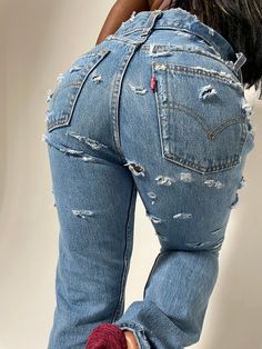 The original blue jean since 1873 In stonewashed blue. A blank canvas for self-expression Features the iconic straight fit and signature button fly. The fit Regular through the thigh High rise Front rise: 11 1/8" Knee: 15 3/4" Leg Opening: 14 1/4" Measurements based on size 27. Composition & Care 100% cotton Denim Non-stretch Button fly 5-pocket styling Machine wash cold - normal cycle. Wash inside out with like colors. Destroyed Jeans, Blank Canvas, Vintage Levis, Thigh Highs, Blue Jeans, Levi's, Inside Out, Gender Neutral, Bathing Beauties