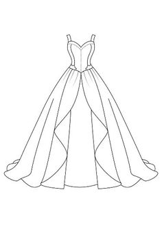 a line drawing of a wedding dress