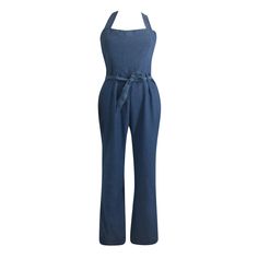 Lasaky - Sensual and Stylish Slim-Fit Denim Jumpsuit with Belt and Suspenders Non-stretch High Waist Denim Jumpsuit In Denim Blue, Casual Blue Non-stretch Denim Jumpsuit, Non-stretch High Rise Denim Jumpsuit With Pockets, Denim Blue Non-stretch High Waist Jumpsuit/romper, Medium Wash Button-up Denim Jumpsuit With Pockets, Jumpsuit With Belt, Yoga Jumpsuit, Cloth Belt, Training Shorts