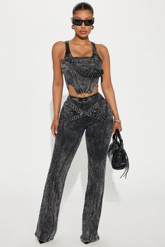 Without Warning Strappy Stretch Flare Jeans - Acid Wash Black | Fashion Nova African Inspired Clothing, Fasion Outfits, Without Warning, Jean Accessories, African Inspired, Zipper Detail, Matching Dresses, Fashion Chic, Acid Wash