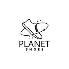 the logo for planet shoes, which is designed to look like an airplane with a shoe on