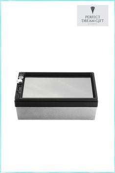 a silver and black tray with a mirror on the bottom that says perfect dream suit