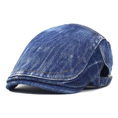 a denim cap on a white background