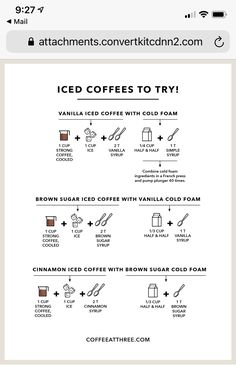 the iced coffees to try list is shown in this screenshote, with instructions for