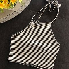 Nwt! Tilly’s Crop Halter Top Never Worn Great Condition Spring Striped Halter Top, Striped Halter Neck Top For Spring, Striped Halter Top For Spring And Summer, Striped Halter Neck Top For Summer, White Casual Halter Neck Tank Top, Casual White Halter Neck Tank Top, White Cotton Halter Neck Top, Striped Sleeveless Casual Halter Top, Casual Striped Sleeveless Halter Top