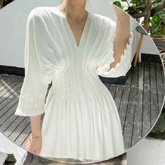 Size Guide: Long: 53cm Bust: 94cm Waist: 68cm White Pleated Mini Dress For Brunch, Ruffle Summer Dress, Black Dresses Classy, Lacey Dress, Yellow Midi Dress, White Cotton Dress, Halter Midi Dress, Maxi Dress Formal, Long Sleeve Floral Dress