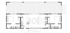 the floor plan for an apartment with two beds and one living room, which is divided by