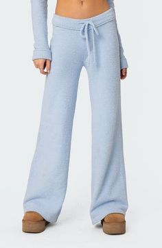 Realize the dream of leaving the house in pants that are oh-so-similar to the ones you wear when you don't. Drawstring waist 50% polyester, 50% rayon Machine wash, dry flat Imported Low Rise Sweatpants, Plush Pants, Cute Sweatpants, Xmas Wishlist, Wide Leg Sweatpants, Outfit Inspo Casual, Cute Pants, Blue Fits, Cute Simple Outfits