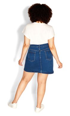 Bring a little 90s flair to your contemporary wardrobe with the Island Denim Skirt! This classic and sophisticated piece is just what you need to upgrade your off-duty style, whether you're meeting the girls for lunch or enjoying a shopping day in the city. With its flattering high waist and buttoned front, you can easily look put-together while remaining comfortable. Key Features Include: - High waist - Button down front closure - Belt-looped waistline - Denim fabrication - Classic 5-pocket den Short Denim Skirt Outfit Casual, Short Demin Skirt, Denim Skirt Outfit Casual, Skirt Outfit Casual, Denim Styling, Plus Size Skirt, Denim Skirt Outfits, High Waist Short, Contemporary Wardrobe