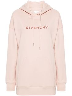 blush pink cotton jersey texture appliqué logo to the front signature 4G appliqué to the rear drawstring hood V-neck drop shoulder long sleeves ribbed cuffs and hem front pouch pocket straight hem French terry lining Givenchy Hoodie, Givenchy Sweater, Black Silk Scarf, Leather Blouse, Paris T Shirt, Versace Outfit, Cardigan Sweater Jacket, Knit Turtleneck Sweater, Pink Hoodie