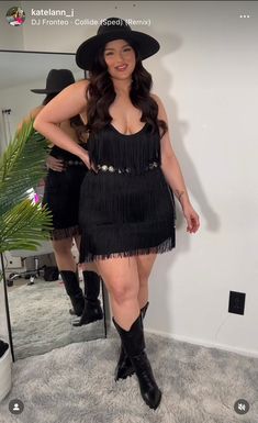 Rbd Concert Outfits Plus Size, Plus Size Stagecoach Outfit, Fringe Dress With Cowboy Boots, Cowgirl Style Outfits Plus Size, Rbd Outfits Ideas Concert Plus Size, Bling Cowgirl Outfits, Grupo Frontera Concert Outfit, Plus Size Vaquera Outfit, Plus Size Hacks