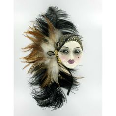 Porcelain Brown Black Feather Lady Face Wall Art Mask:  I LOVE THIS Porcelain Doll Makeup, Porcelain Dolls For Sale, Butterfly Mask, Porcelain Dolls Value, China Dinnerware Sets, Masked Ball